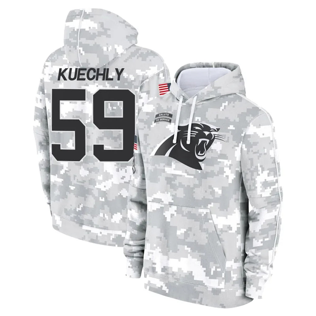 Kieara C.Panthers #59 Luke Kuechly Player Arctic Camo Salute to Service Hoodies Stitched Jerseys