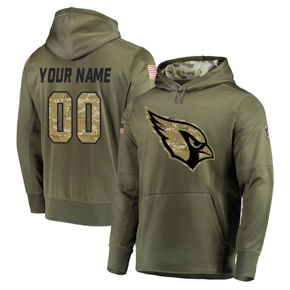 Kieara Custom A.Cardinals Olive Salute to Service Limited Hoodie Any Name & Numbers Stitched Jerseys