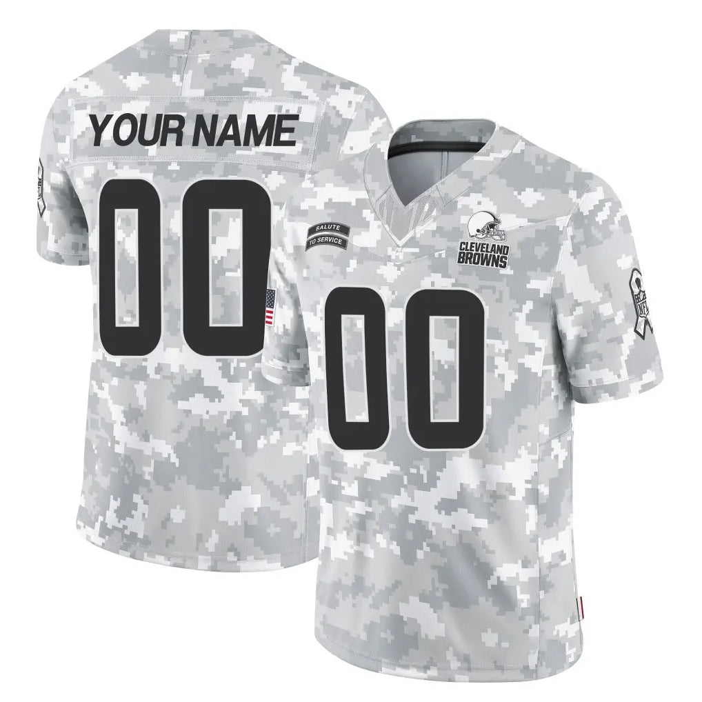 Kieara Custom C.Browns Arctic Camo Salute to Service Limited Home Game Any Name & Numbers Stitched Jerseys