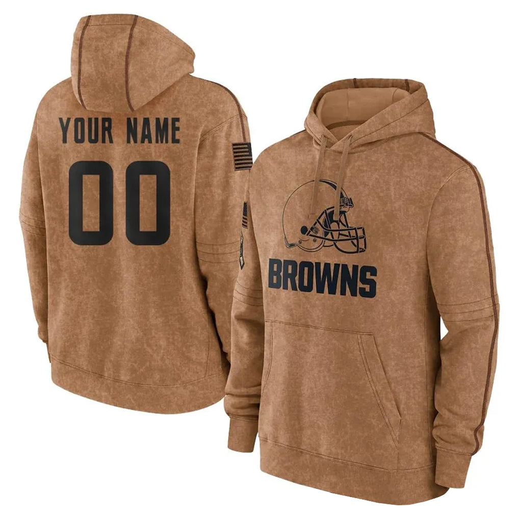 Kieara Custom C.Browns Brown Salute to Service Pullover Hoodie Limited Any Name & Numbers Stitched Jerseys