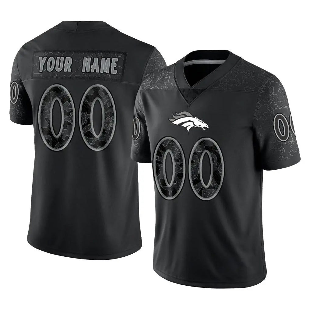 Kieara Custom D.Broncos Black Reflective Limited Any Name & Numbers Stitched Jerseys