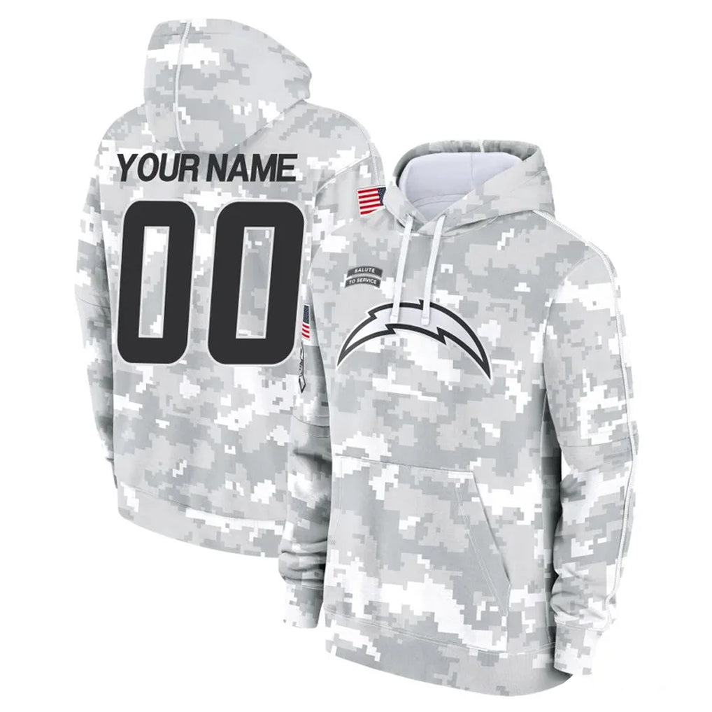 Kieara Custom LA.Chargers Arctic Camo Salute to Service Hoodies Limited Game Any Name & Numbers Stitched Jerseys