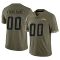 Kieara Custom LA.Chargers Olive Salute To Service Limited Any Name & Numbers Stitched Jerseys