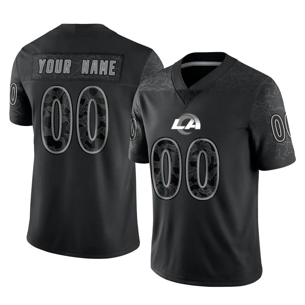Kieara Custom LA.Rams Black Limited Reflective Home Game Any Name & Numbers Stitched Jerseys