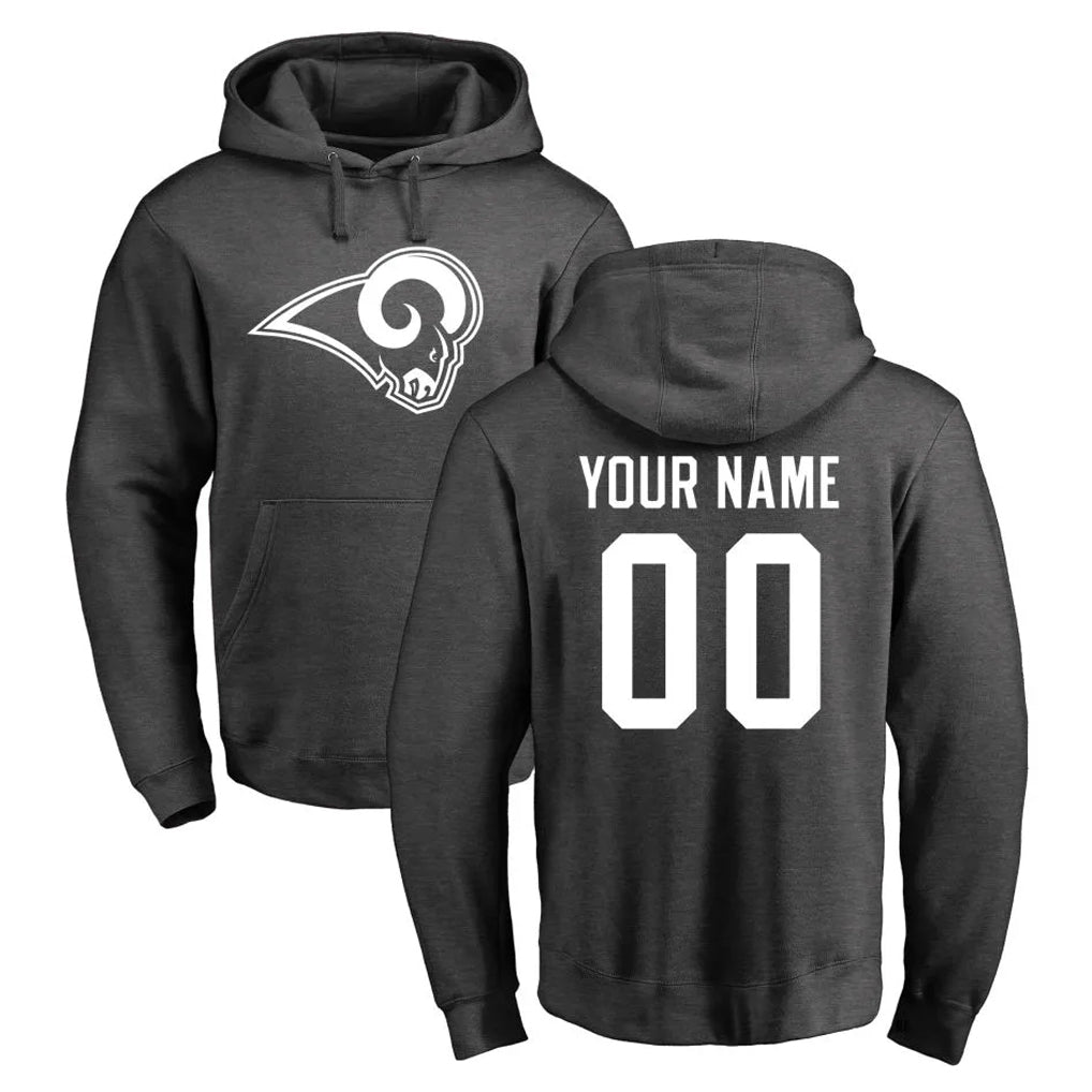 Kieara Custom LA.Rams Gray Pullover Hoodie Limited Game Any Name & Numbers Stitched Jerseys