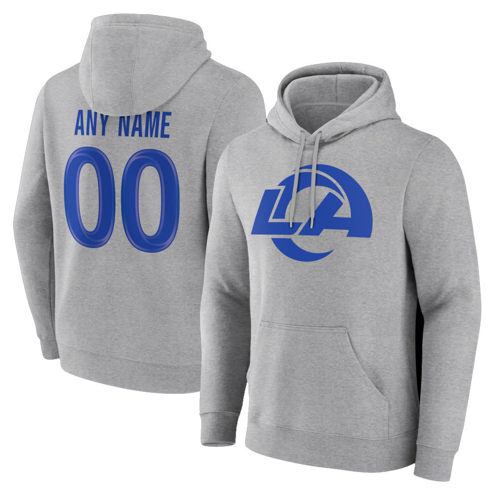 Kieara Custom LA.Rams Light Gray Pullover Hoodie Limited Game Any Name & Numbers Stitched Jerseys