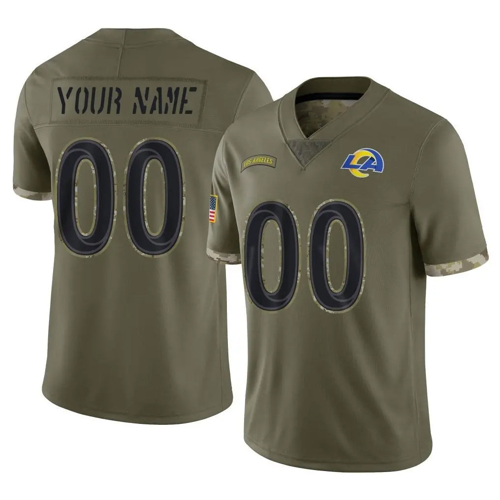 Kieara Custom LA.Rams Olive Salute To Service Limited Any Name & Numbers Stitched Jerseys
