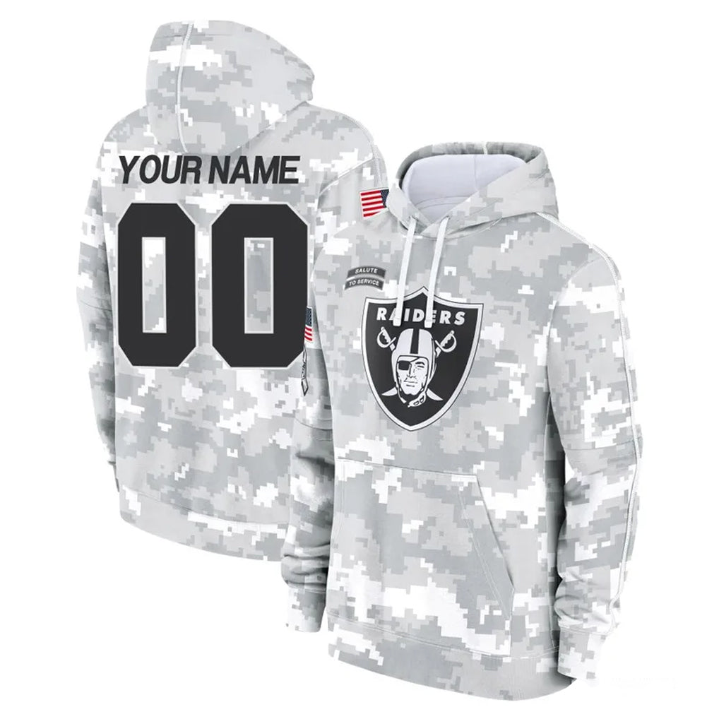 Kieara Custom LV.Raiders Arctic Camo Salute to Service Hoodies Limited Game Any Name & Numbers Stitched Jerseys