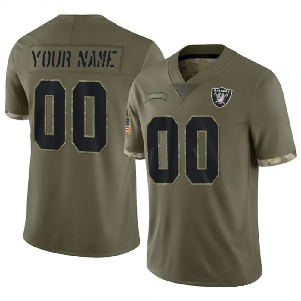 Kieara Custom LV.Raiders  Salute To Service Olive Stitched Jerseys