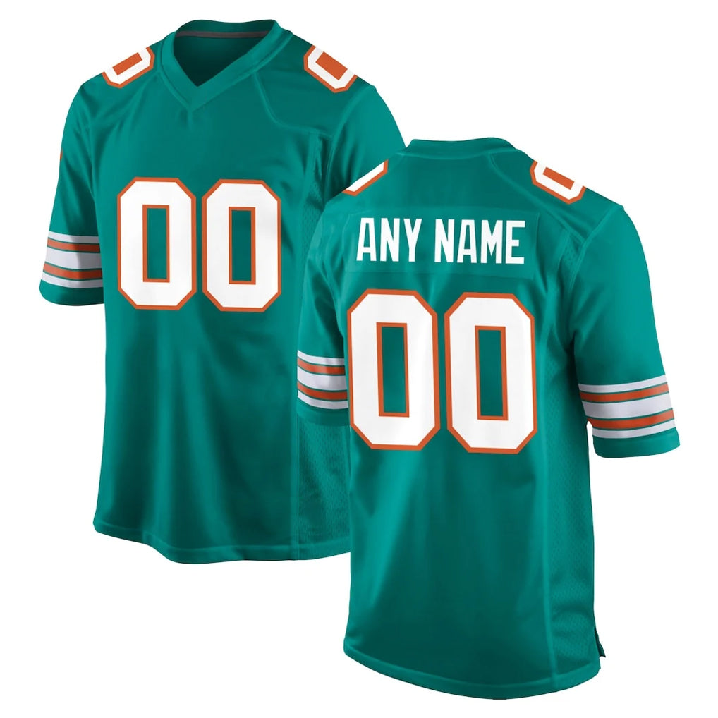 Kieara Custom M.Dolphins Aqua Alternate Home Game Any Name & Numbers Stitched Jerseys