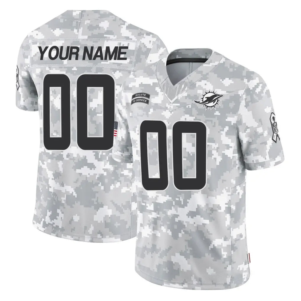 Kieara Custom M.Dolphins Arctic Camo Salute To Service Limited Game Any Name & Numbers Stitched Jerseys
