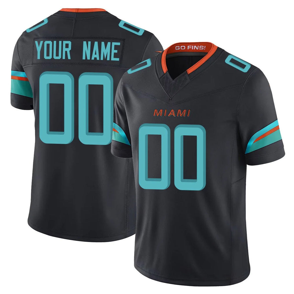 Kieara Custom M.Dolphins Black Limited Pitch Rivalries Collection Home Game Any Name & Numbers Stitched Jerseys