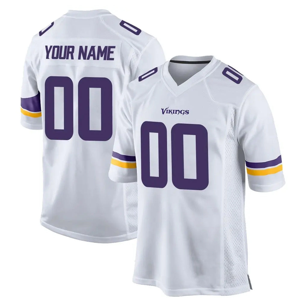 Kieara Custom MN.Vikings White Home Game Any Name & Numbers Stitched Jerseys