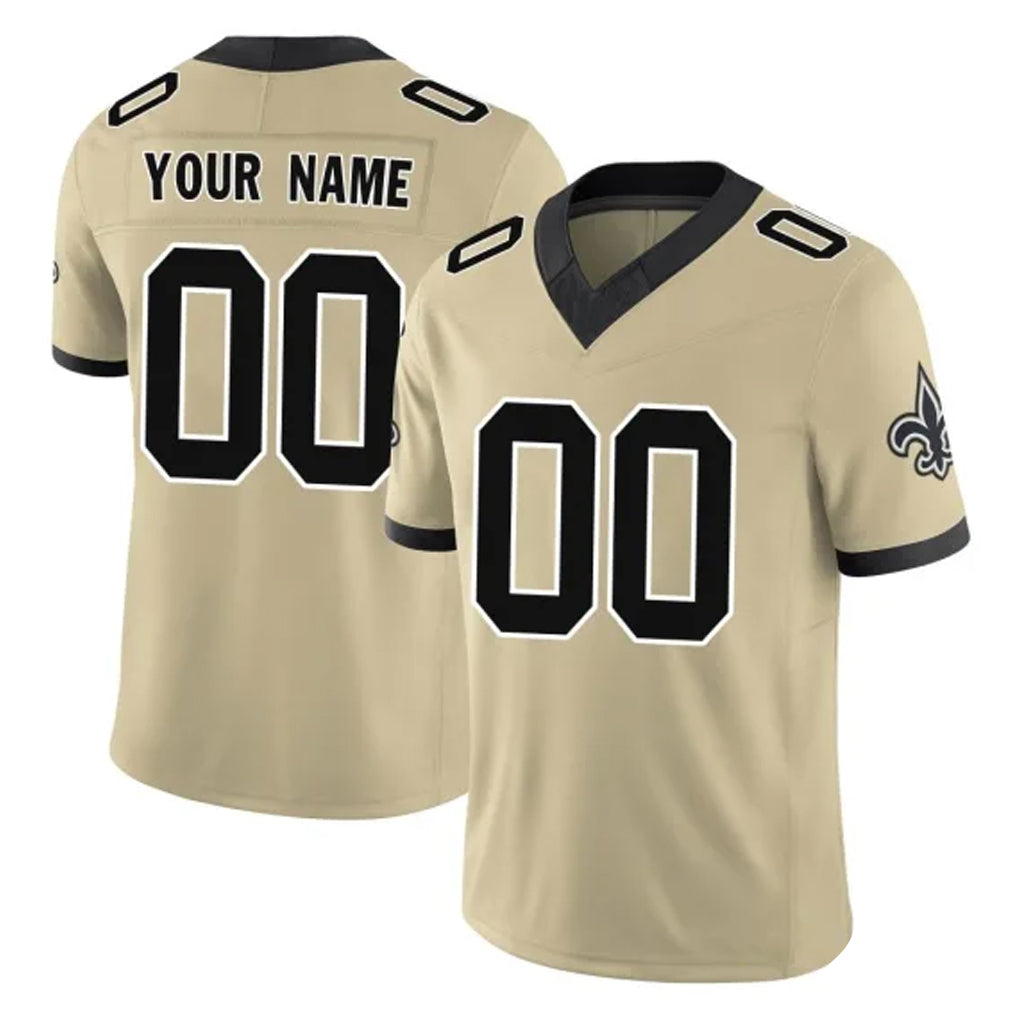 Kieara Custom NO.Saints Gold Limited Vapor F.U.S.E. Home Game Any Name & Numbers Stitched Jerseys