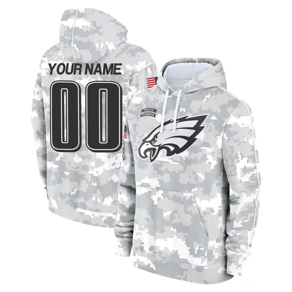 Kieara Custom P.Eagles Arctic Camo Salute to Service Pullover Hoodies Limited Game Any Name & Numbers Stitched Jerseys