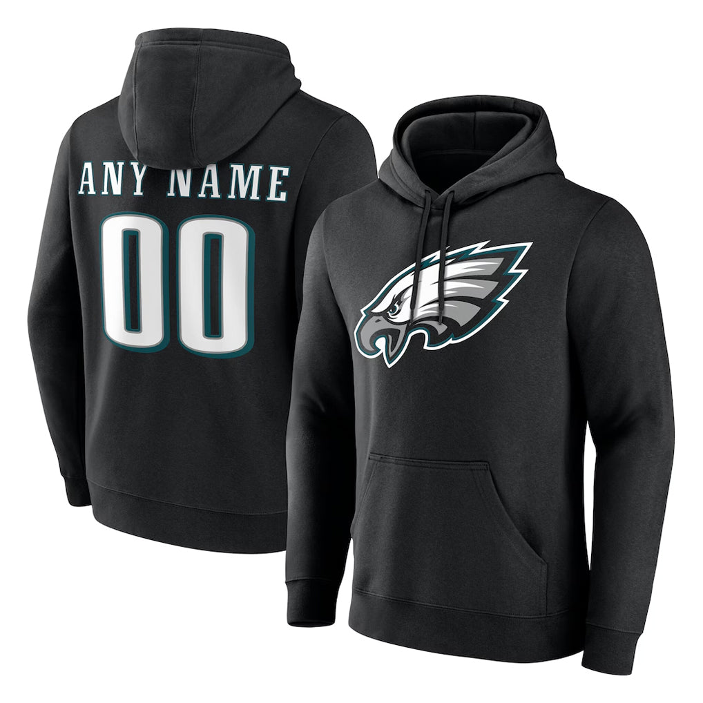 Kieara Custom P.Eagles Black LOGO Pullover Hoodies Home Game Any Name & Numbers Stitched Jerseys