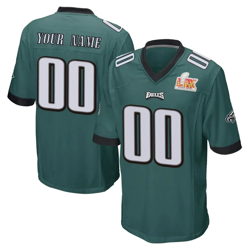 Kieara Custom P.Eagles Team Color Green Super Bowl LIX Home Game Any Name & Numbers Stitched Jerseys