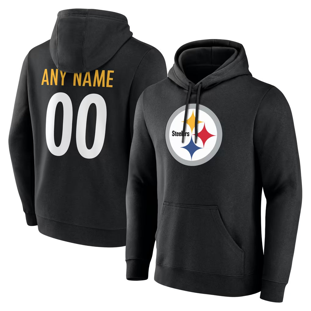 Kieara Custom P.Steelers Blck LOGO Pullover Hoodies Limited Any Name & Numbers Stitched Jerseys