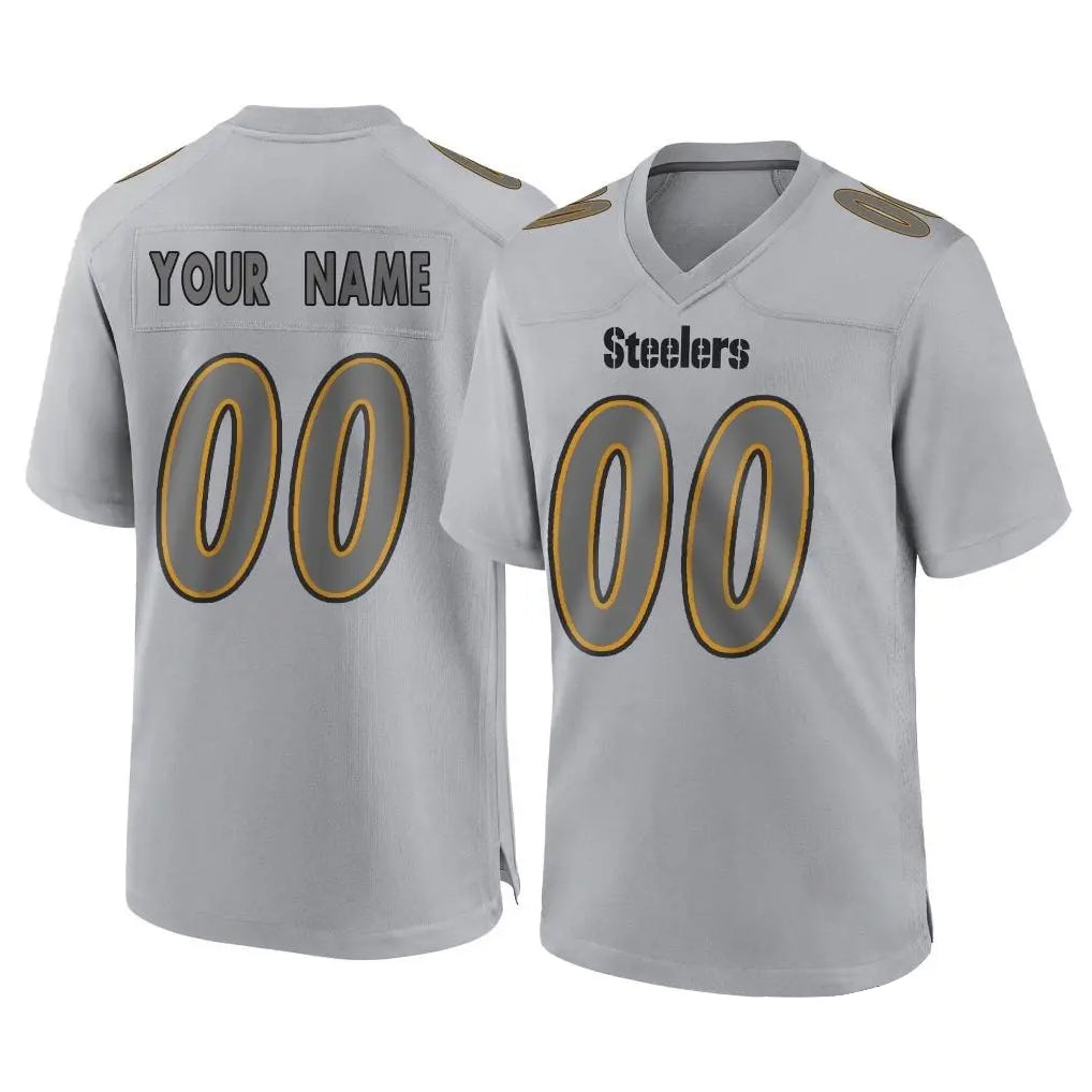 Kieara Custom P.Steelers Gray Atmosphere Fashion Home Game Any Name & Numbers Stitched Jerseys