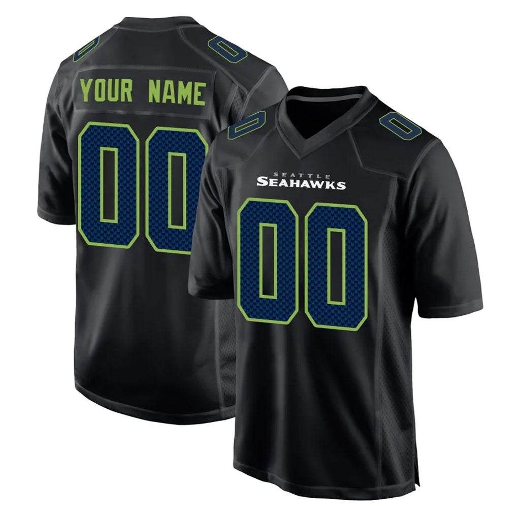 Kieara Custom S.Seahawks Black Limited Fashion Home Game Any Name & Numbers Stitched Jerseys