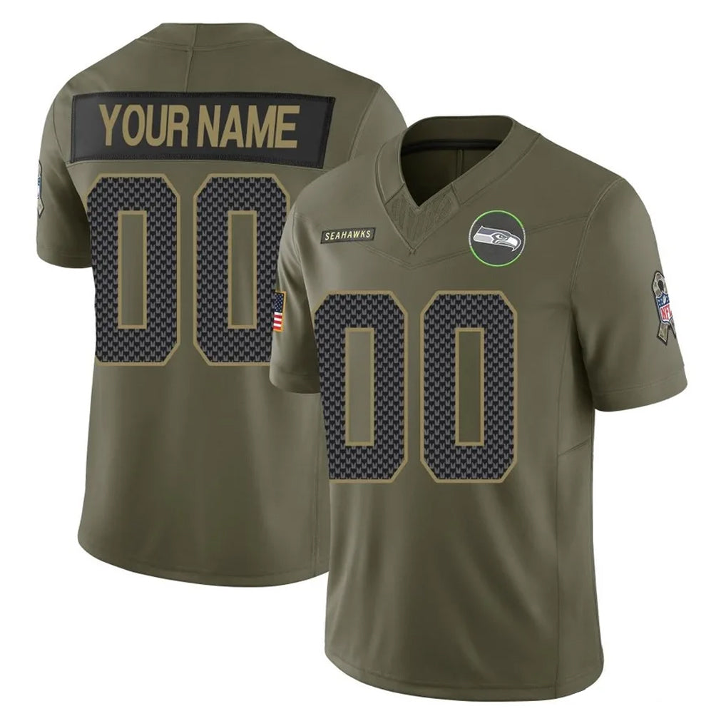 Kieara Custom S.Seahawks Olive 2025 Salute To Service Limited Home Game Any Name & Numbers Stitched Jerseys