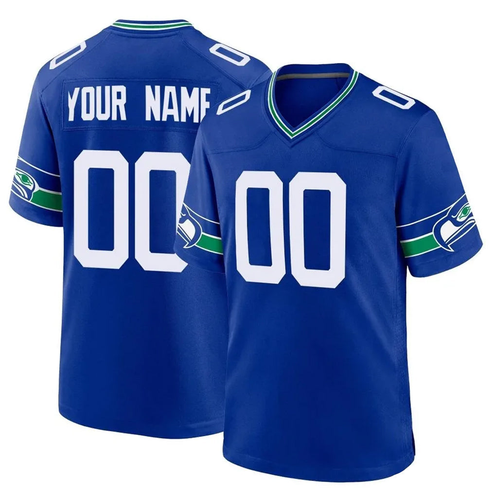 Kieara Custom S.Seahawks Royal Throwback Home Game Any Name & Numbers Stitched Jerseys