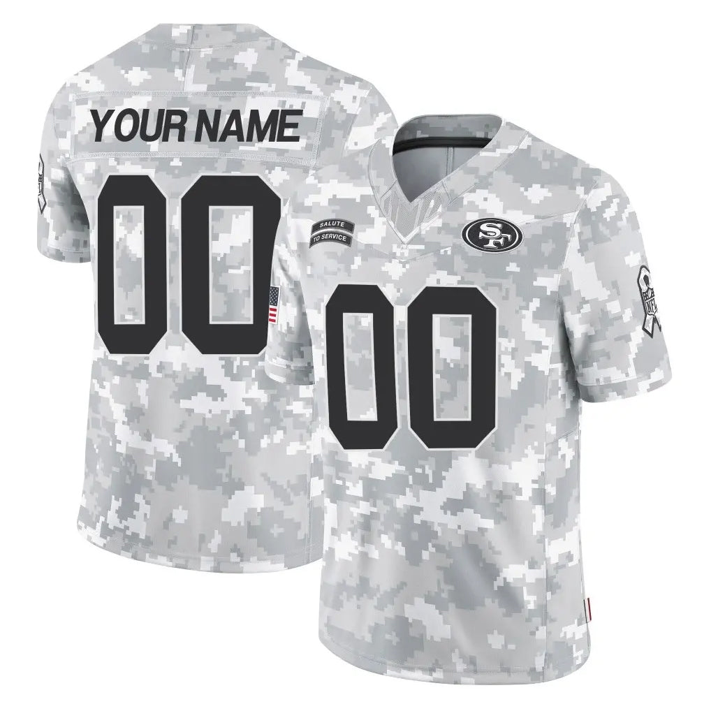 Kieara Custom SF.49ers Arctic Camo Limited Salute To Service Home Game Any Name & Numbers Stitched Jerseys
