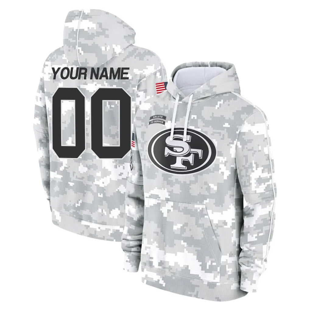 Kieara Custom SF.49ers Arctic Camo Limited Salute to Service Pullover Hoodies Game Any Name & Numbers Stitched Jerseys