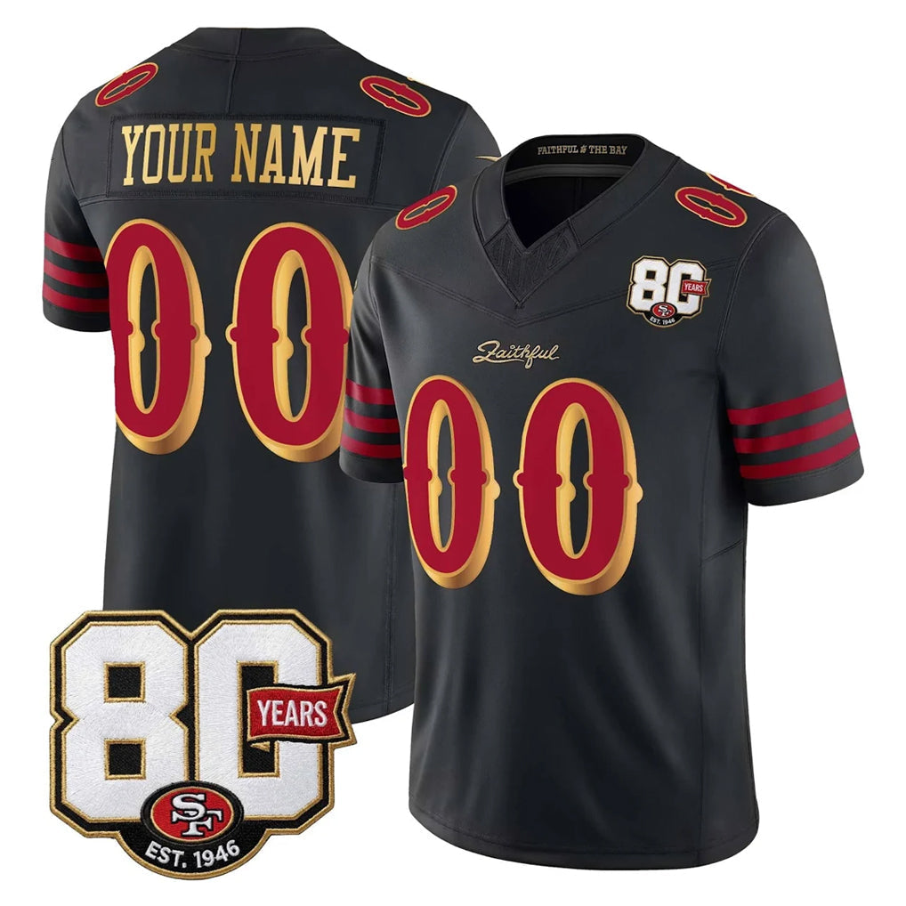 Kieara Custom SF.49ers Black Limited 80th Rivalries Collection Home Game Any Name & Numbers Stitched Jerseys