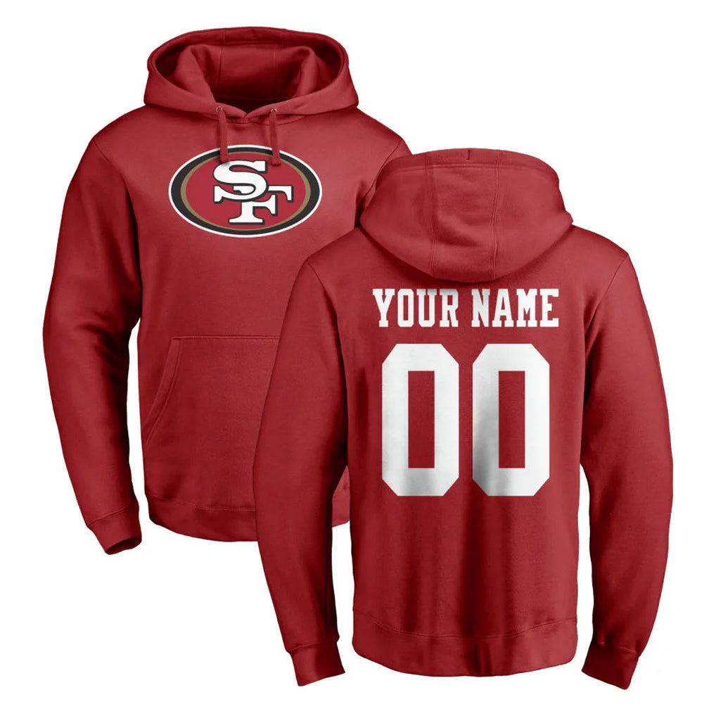 Kieara Custom SF.49ers Red LOGO Pullover Hoodies Home Game Any Name & Numbers Stitched Jerseys