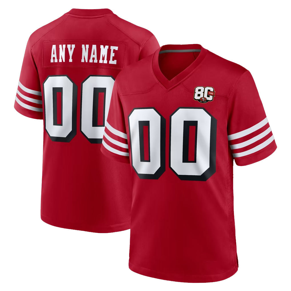 Kieara Custom SF.49ers Red Limited Alternate 80th Vapor Home Game Any Name & Numbers Stitched Jerseys