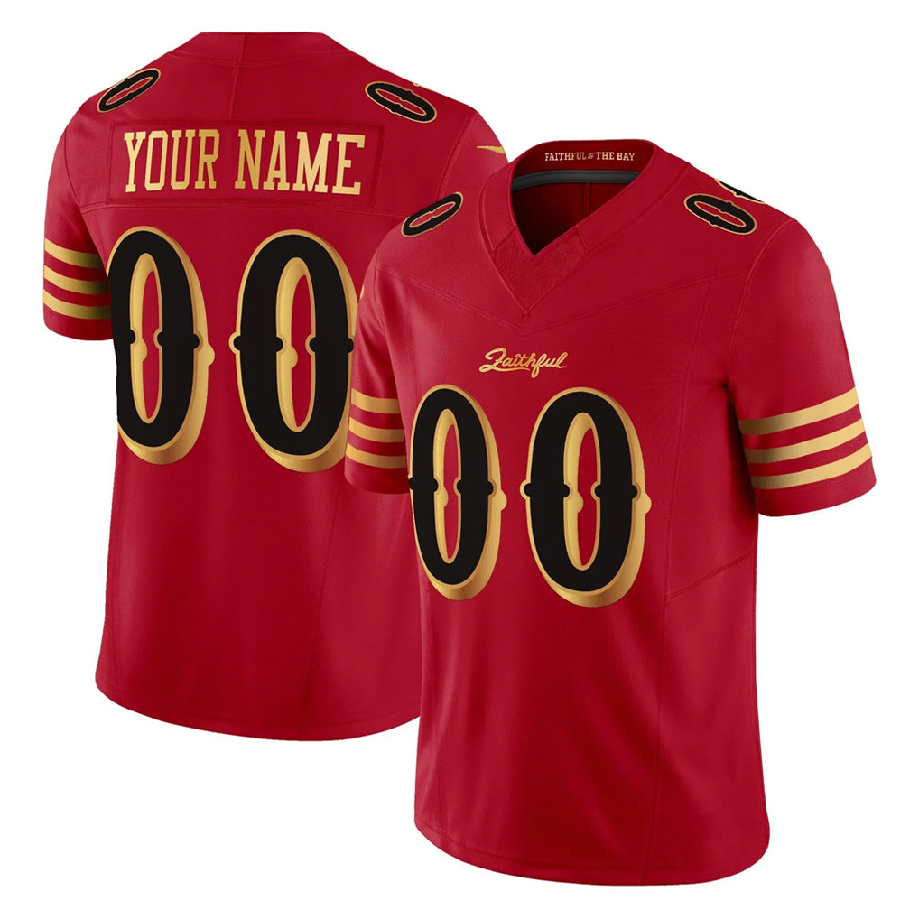 Kieara Custom SF.49ers Red Rivalries Vapor Limited Home Game Any Name & Numbers Stitched Jerseys