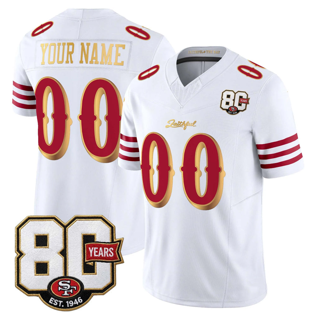 Kieara Custom SF.49ers White Limited 80th Rivalries Collection Home Game Any Name & Numbers Stitched Jerseys
