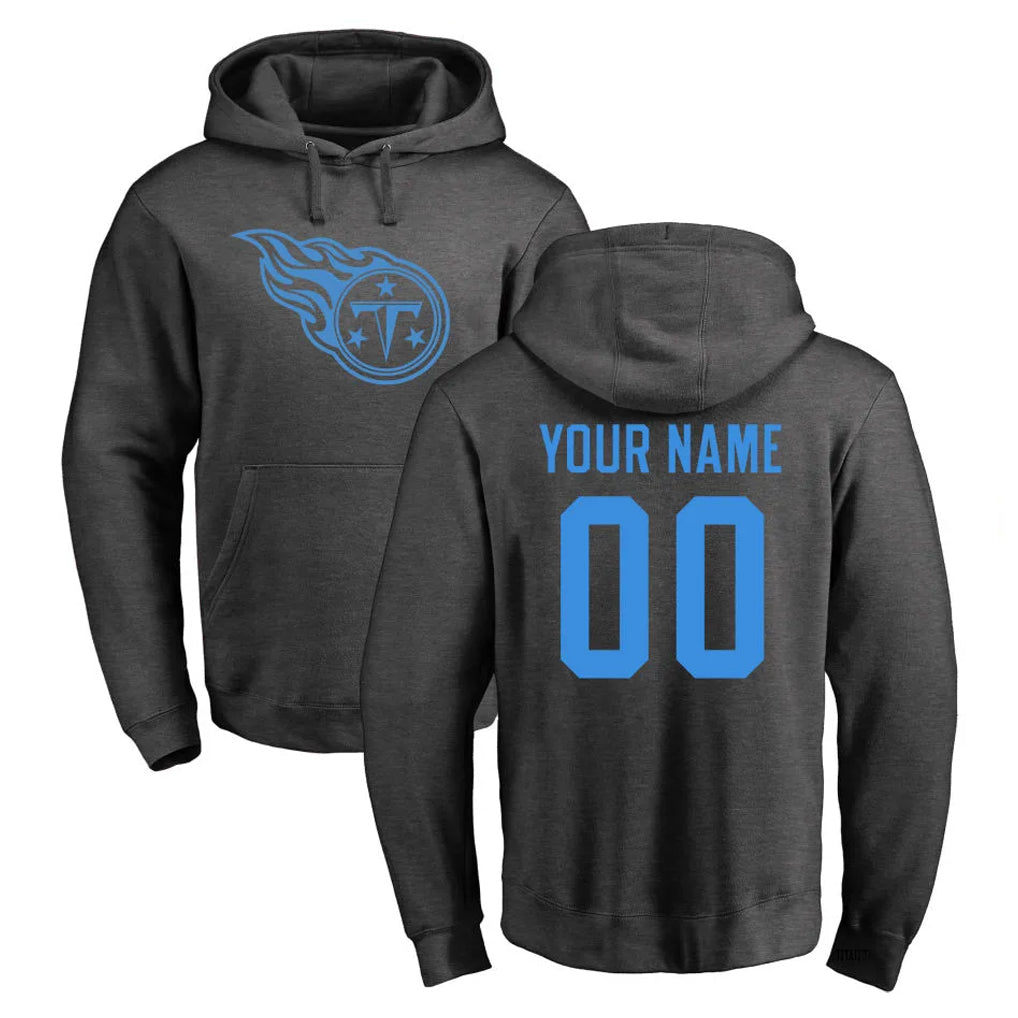 Kieara Custom T.Titans Ash One Color Pullover Hoodies Home Game Any Name & Numbers Stitched Jerseys