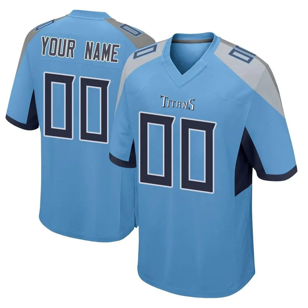 Kieara Custom T.Titans Light Blue Home Game Any Name & Numbers Stitched Jerseys
