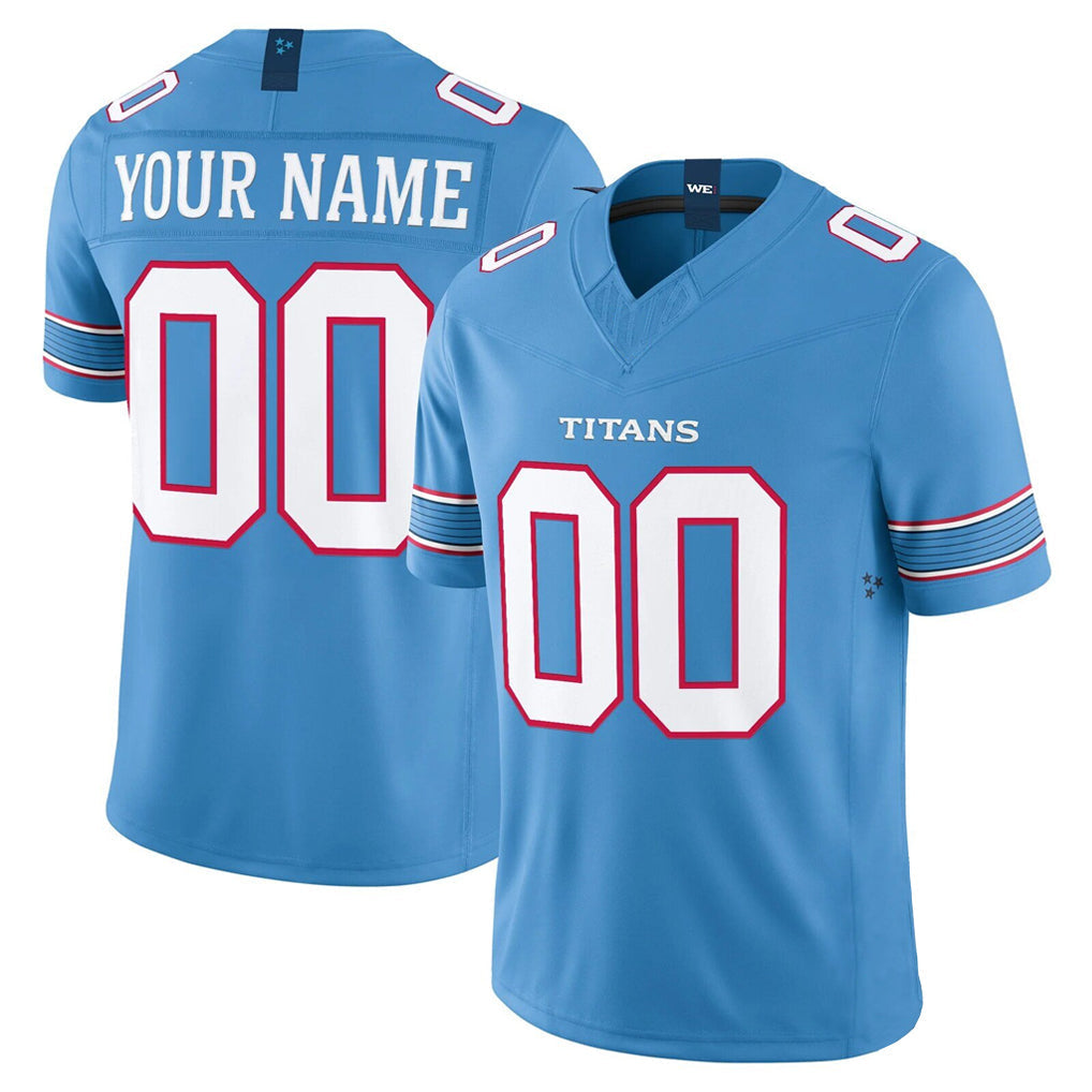 Kieara Custom T.Titans Light Blue Team Vapor F.U.S.E. Limited Home Game Any Name & Numbers Stitched Jerseys