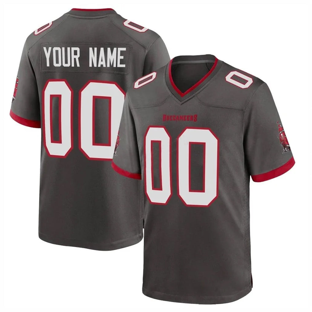 Kieara Custom TB.Buccaneers Pewter Alternate Home Game Any Name & Numbers Stitched Jerseys