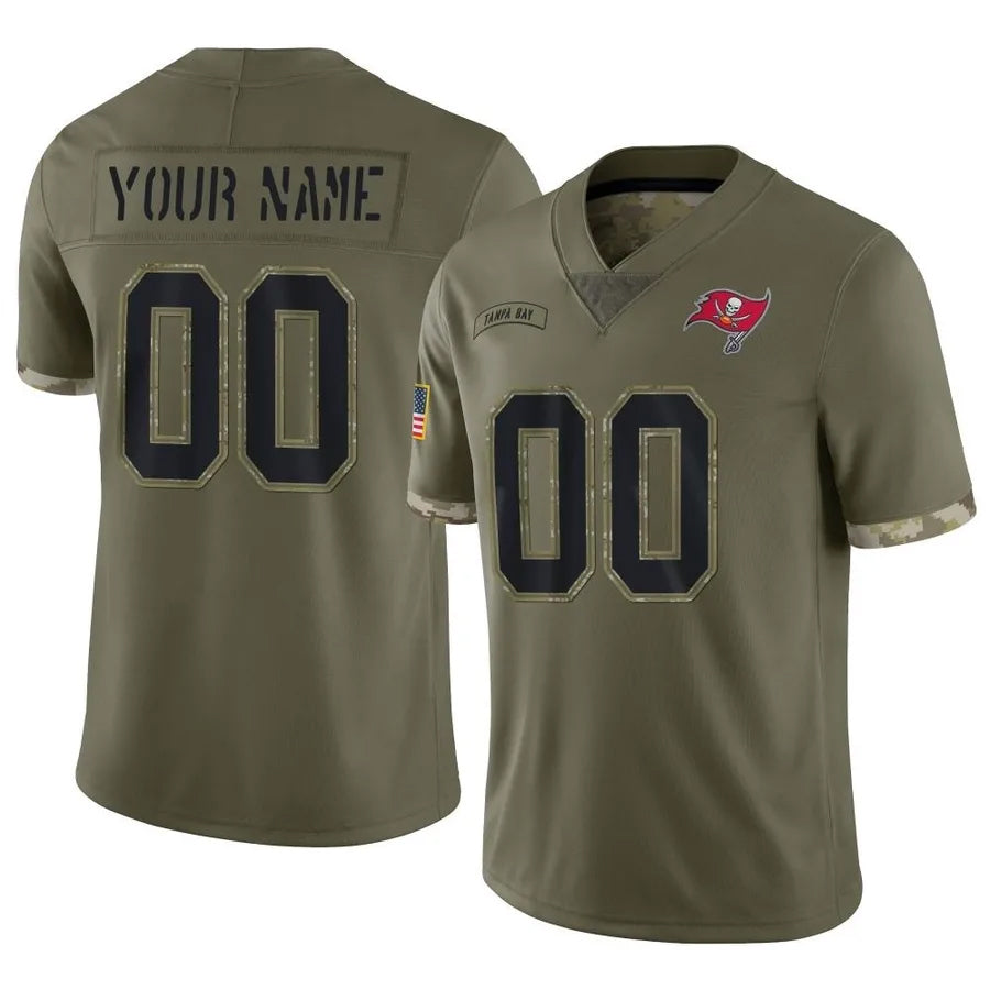 Kieara Custom TB.Buccaneers Salute To Service Olive Stitched Jerseys