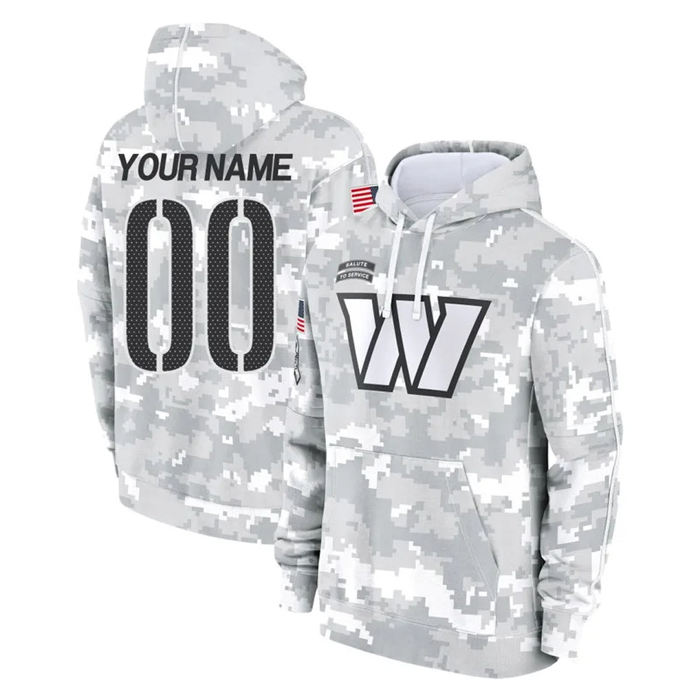 Kieara Custom W.Commanders Arctic Camo Limited Salute to Service Pullover Hoodies Game Any Name & Numbers Stitched Jerseys