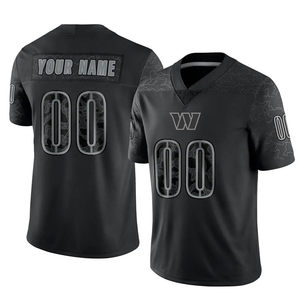 Kieara Custom W.Commanders Black Limited Reflective Home Game Any Name & Numbers Stitched Jerseys