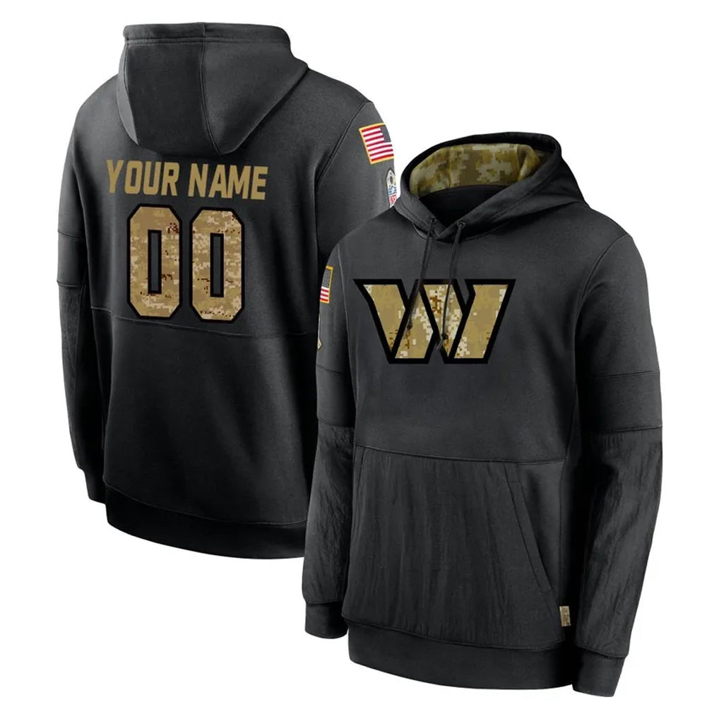 Kieara Custom W.Commanders Black Salute to Service Performance Pullover Hoodies Home Game Any Name & Numbers Stitched Jerseys