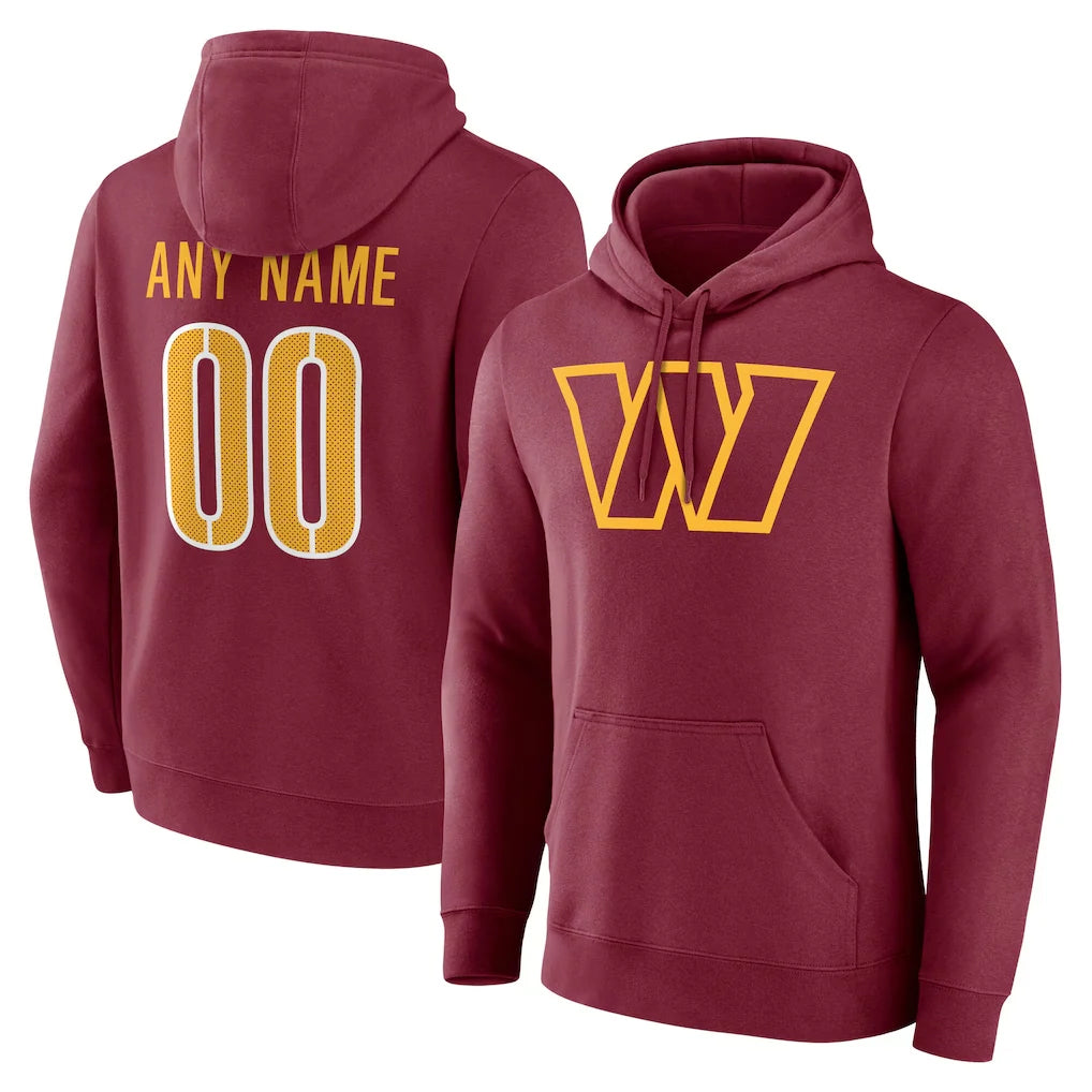 Kieara Custom W.Commanders Burgundy LOGO Pullover Hoodies Game Any Name & Numbers Stitched Jerseys