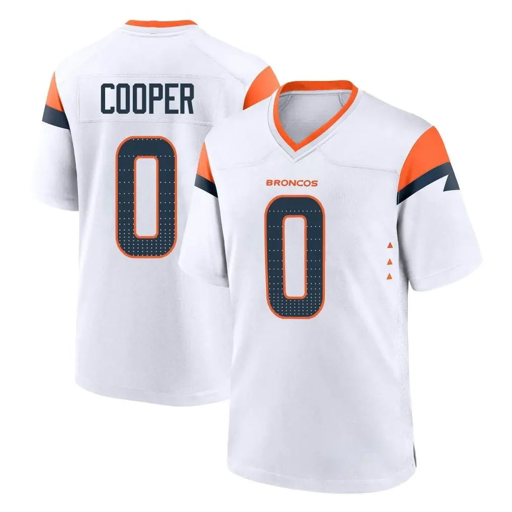 Kieara D.Broncos #0 Jonathon Cooper Player White Home Game Stitched Jerseys