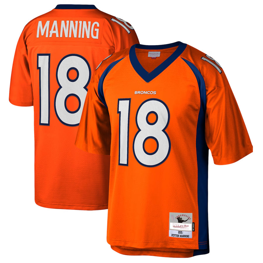 Kieara D.Broncos #18 Peyton Manning Player Mitchell & Ness Orange Legacy Replica Stitched Jerseys