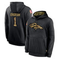 Kieara D.Broncos #1 Evan Engram Player Black Salute to Service Pullover Hoodies Limited Stitched Jerseys