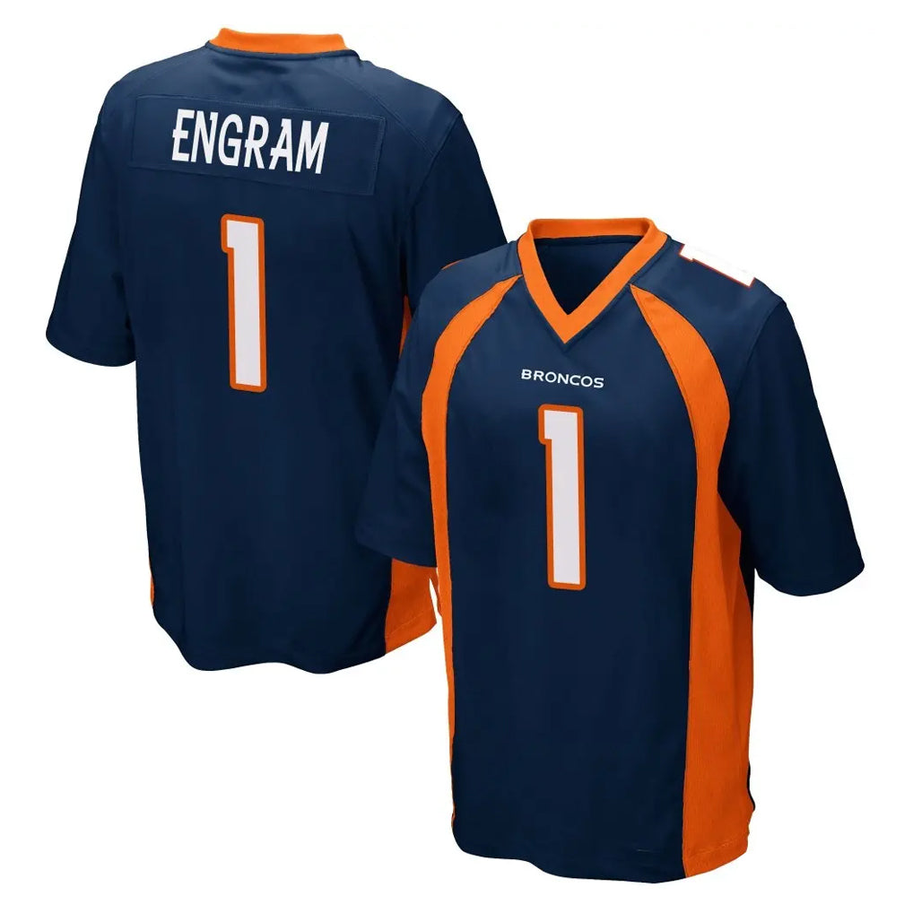Kieara D.Broncos #1 Evan Engram Player Navy Game Stitched Jerseys
