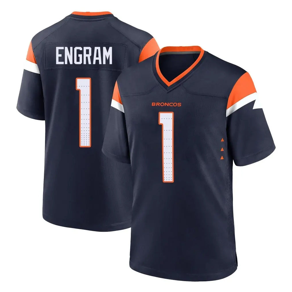 Kieara D.Broncos #1 Evan Engram Player Navy Home Game Stitched Jerseys