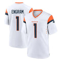 Kieara D.Broncos #1 Evan Engram Player White Home Game Stitched Jerseys