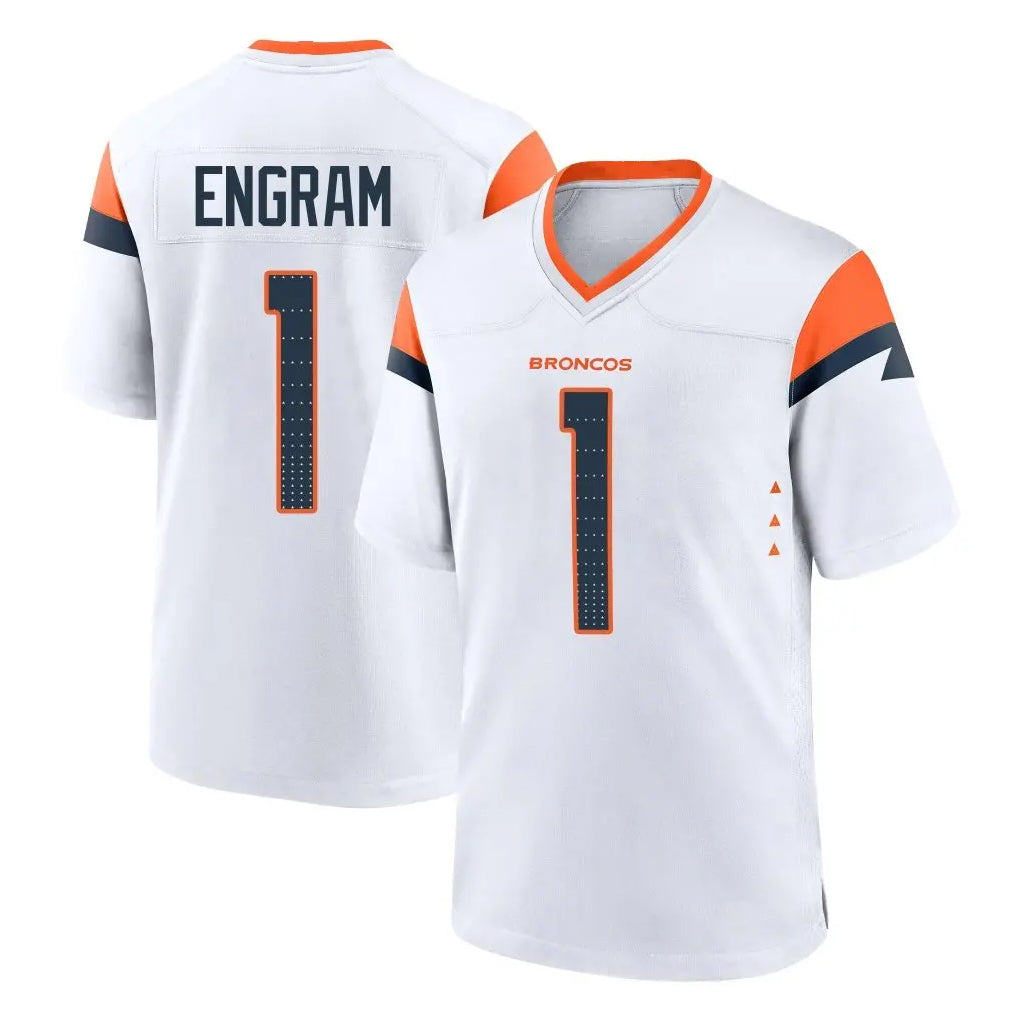 Kieara D.Broncos #1 Evan Engram Player White Home Game Stitched Jerseys