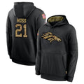 Kieara D.Broncos #21 Riley Moss Player Black Salute to Service Pullover Hoodies Limited Stitched Jerseys